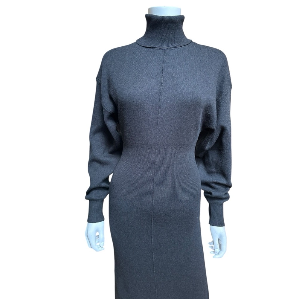 Zara Black Knit Turtleneck Midi Dress, NWOT, S - Picture 6 of 16
